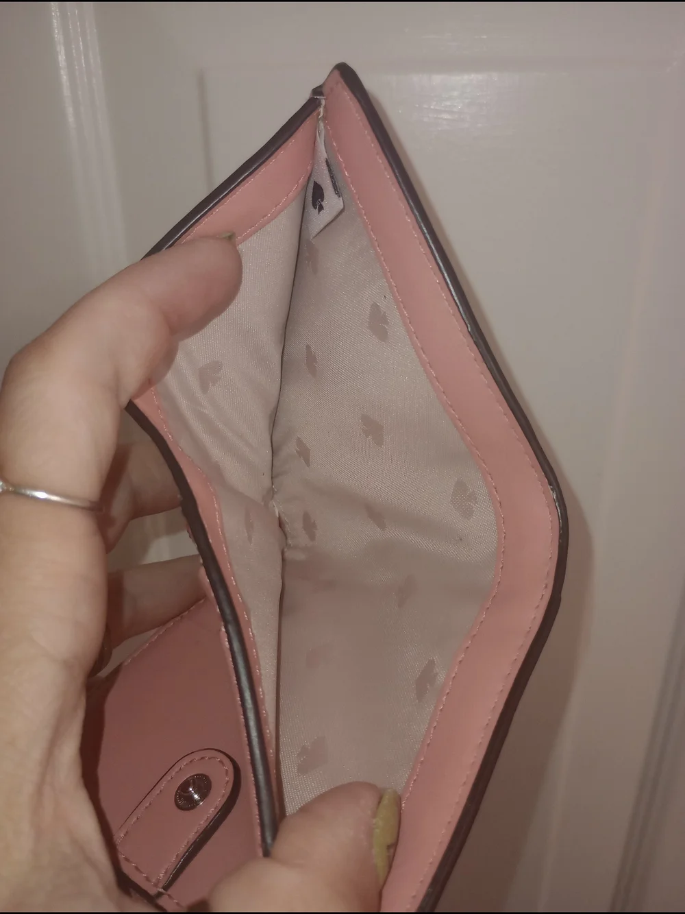 kate spade Pink, Cream & Brown Trim Small Zip Tri-fold Wallet